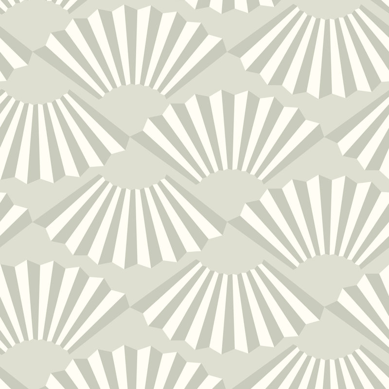 Shanghai Fanning Out 10' L x 24" W Wallpaper Roll, Sea Pearl, Faux Grasscloth, Self-adhesive