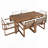 7 - Piece Patio Dining Set, Solid Acacia Wood, with Umbrella Hole and Removable Cushions, for 6 person, Dining Table and Armchairs, Outdoor Use-611548295