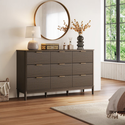 Commode 9 tiroirs avec pieds en bois massif 58 po Soren