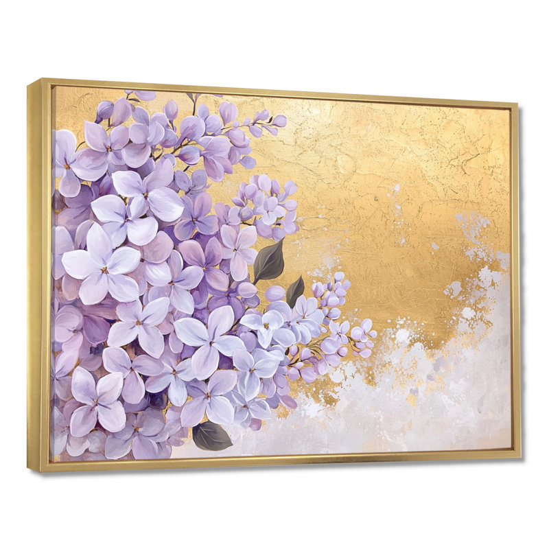 Décoration murale lilas printemps harmonie dorée III - lilas, H 30 po x l 40 po, Doré