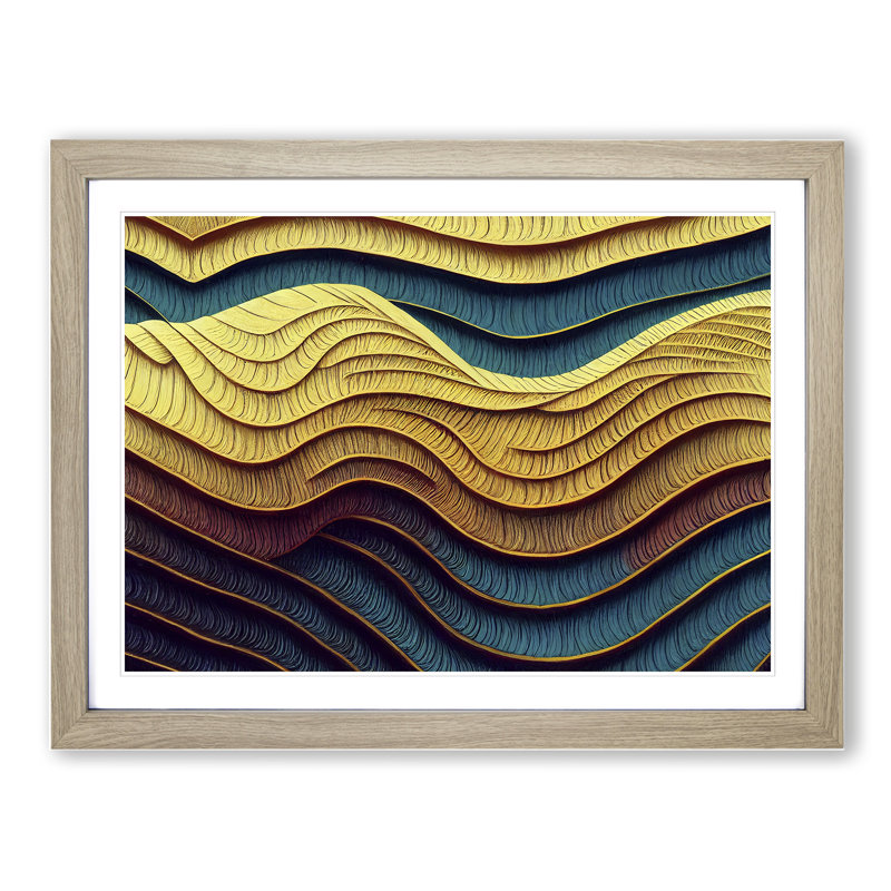 Stupendous Modern Abstract Art - Single Picture Frame Print, 46cm H x 64cm W x 2cm D, Oak