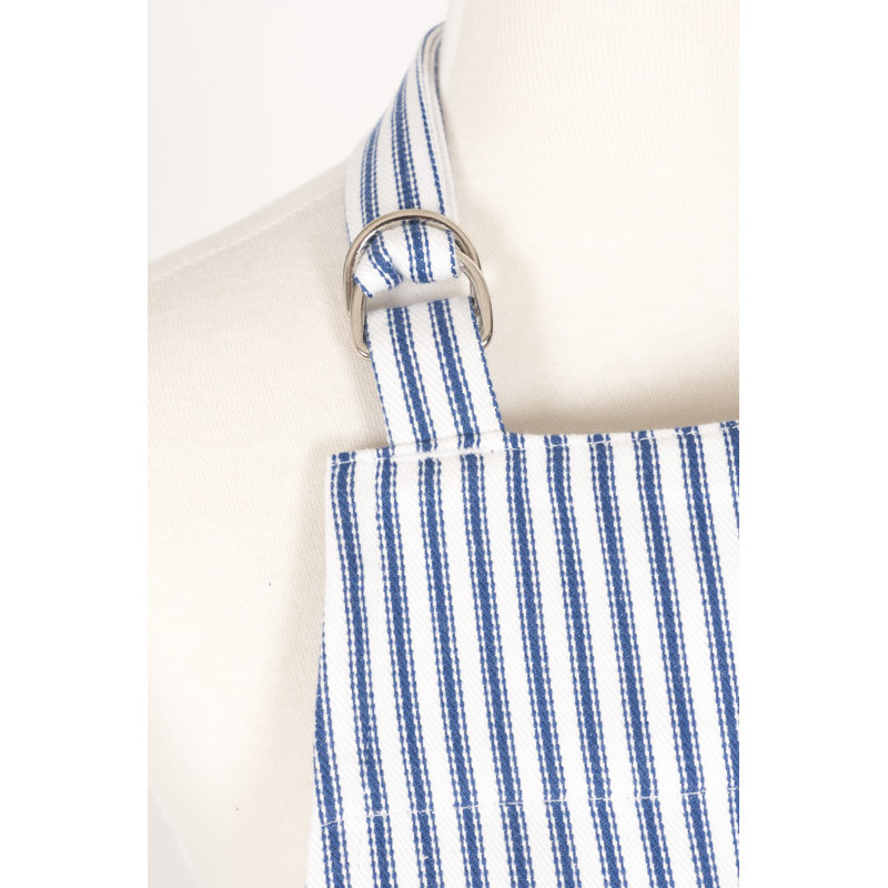 Tablier en coton rayé Graduation, Bleu