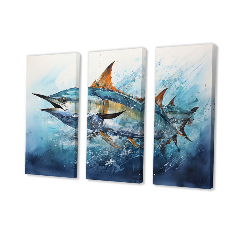 " Fishing Majestic Marlins I " 3 - Pieces, 40" H x 60" W