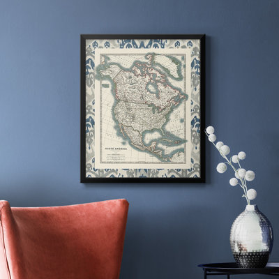 Bordered Map of North America Premium Framed Canvas - Ready to Hang