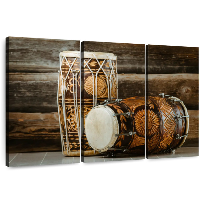 Abarca Indian Dholak Drums, 32" H x 50" W