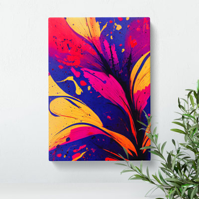 Paint Splash Flowers No.5 Abstract - Wrapped Canvas