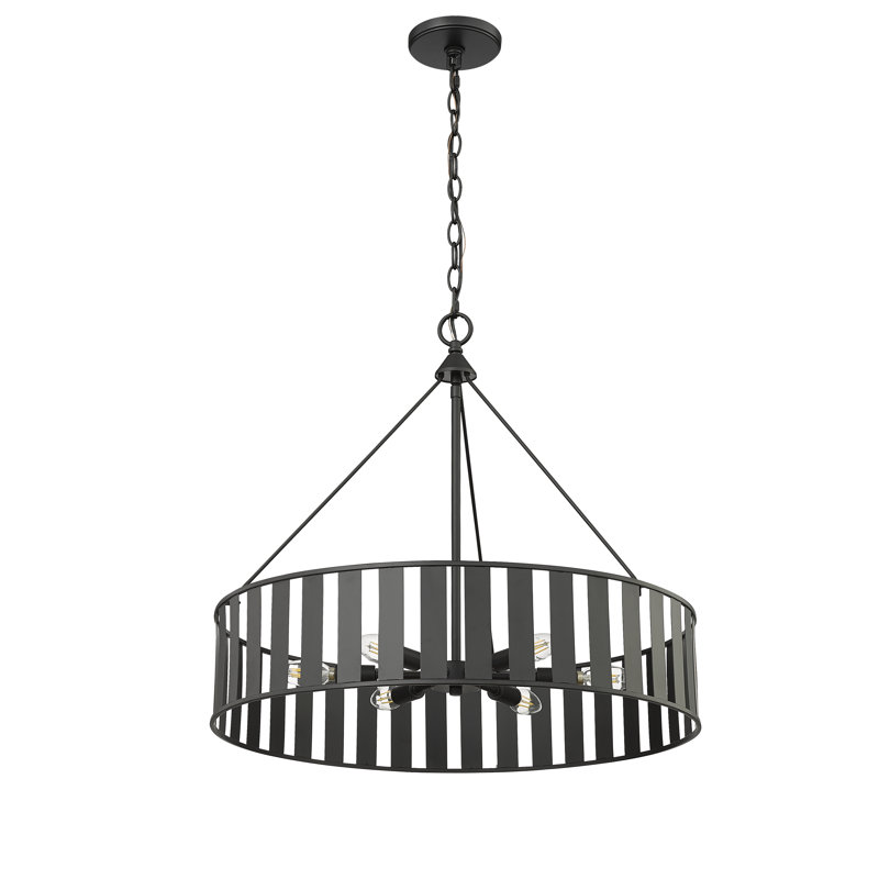 Stella 6 - Light 24" Wide Drum Chandelier, Matte Black