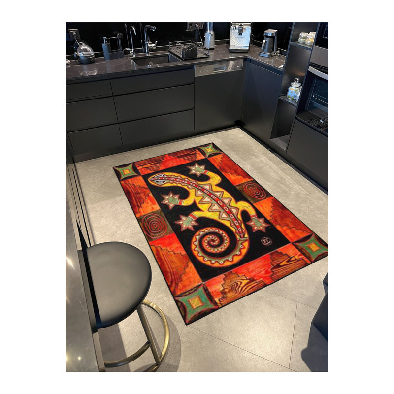 Tapis tissé à motif géométrique lavable à la machine, Sous-tapis rectangulaire 4 pi 7 po x 6 pi 7 po inc