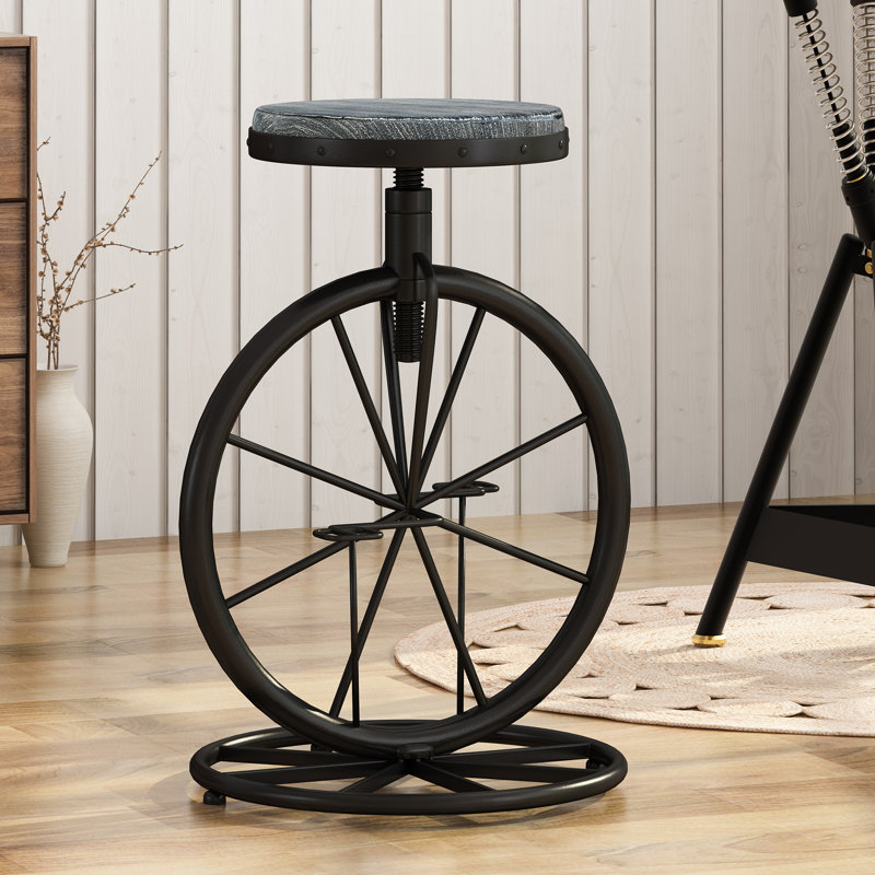 Tabouret de bar rotatif Kennewick, Noir + gris foncé brossé