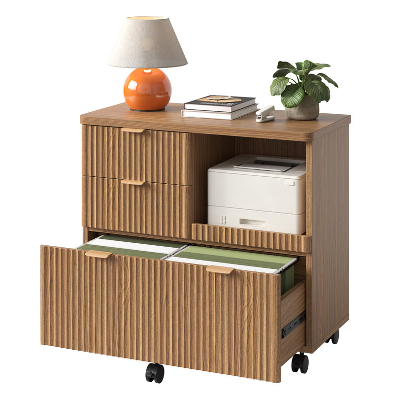 31.5cm Wide 4 -Drawer File Cabinet, Brown/Black