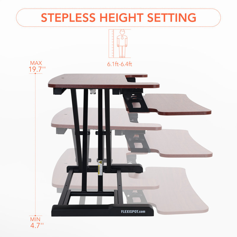 FlexiSpot Mahogany 28" AlcoveRiser Standing Desk Converter with U-Shape Keyboard Tray