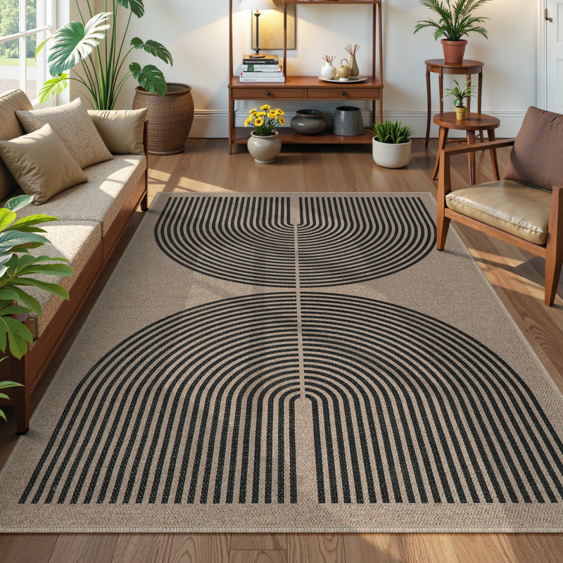 Tapis de jute moderne pour l'extérieur, Rectangle 6 pi x 9 pi