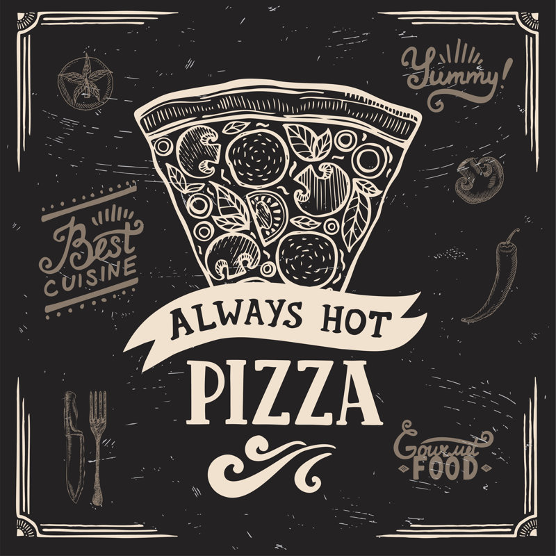 Pizza Poster For Restaurant. by Marchiez - Wrapped Canvas Print, 30cm H x 30cm W