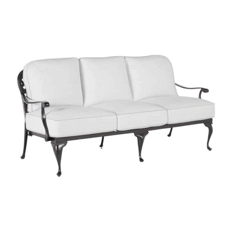 Provance 78.5" Wide Outdoor Patio Sofa with Cushions, Welt, Linen Navy, Ancient Earth