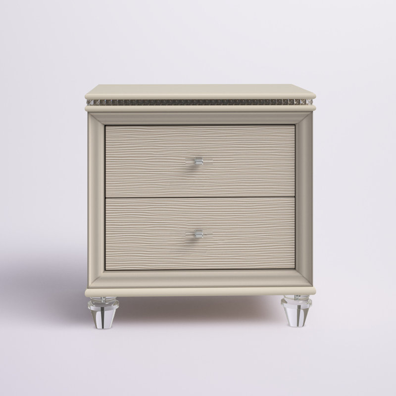 Table de chevet 2 tiroirs Sienna, Blanc