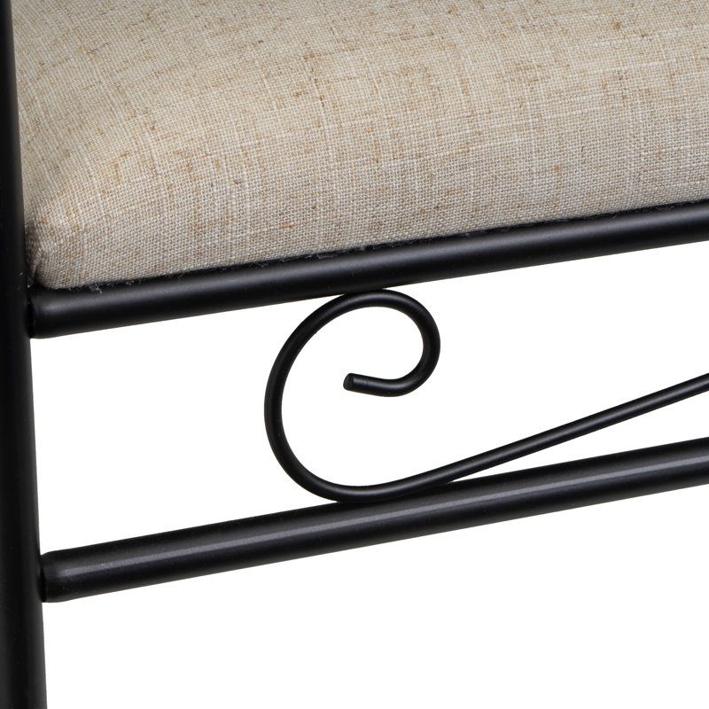 Dedman Linen Upholstered Bench, Black/Beige