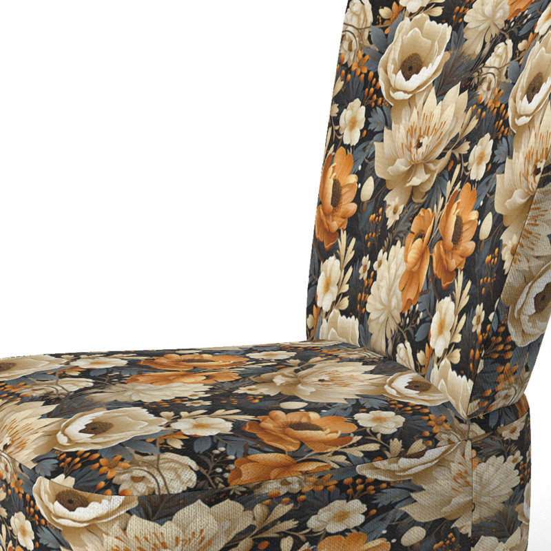 Chaise d'appoint d'automne rembourrée en velours Autumn Cottage Flowers II