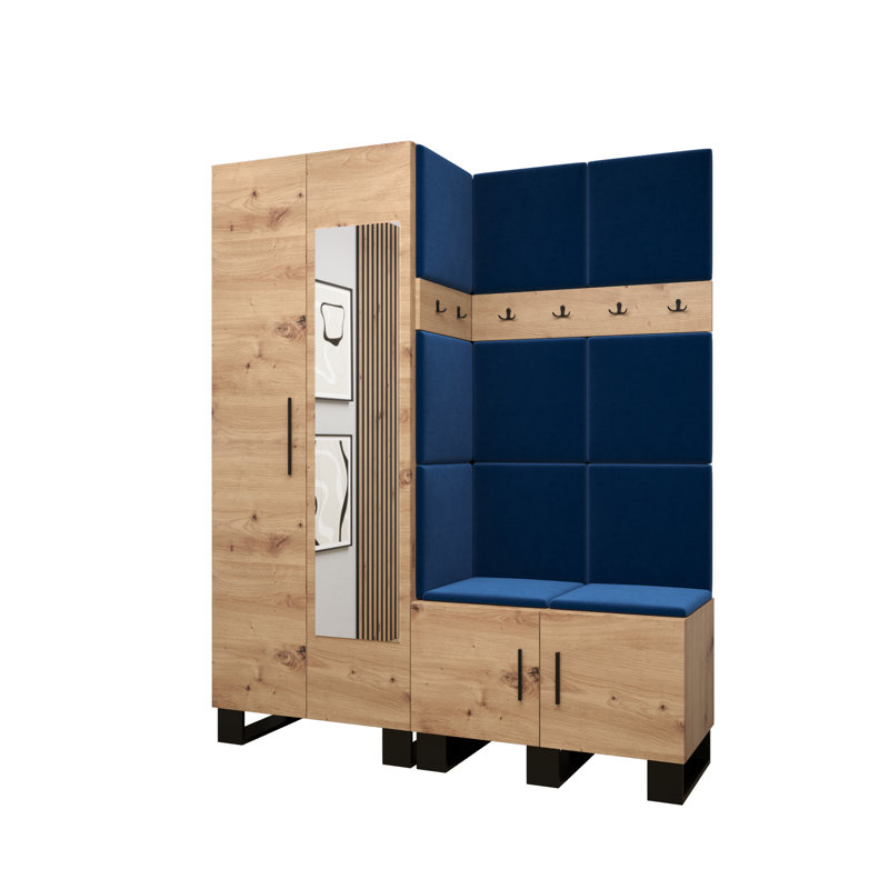 Adriane Hall Tree with Bench and Shoe Storage, Blue/Brown