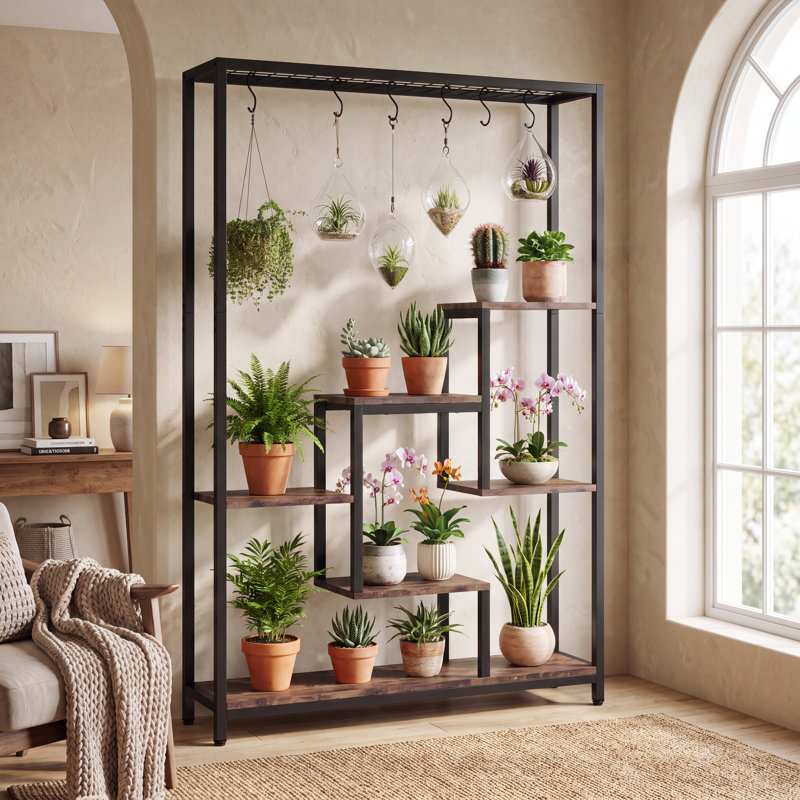 Mahala Plant Stand, Brown/Black