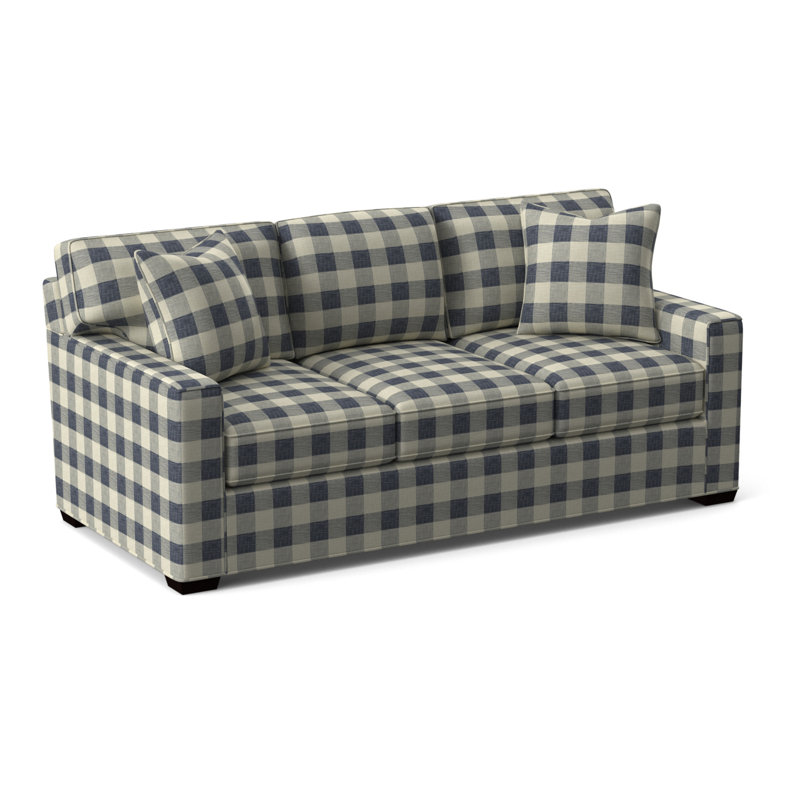 Gramercy Park Sofa, Java Finish, Blue Buffalo Check; 0120-61