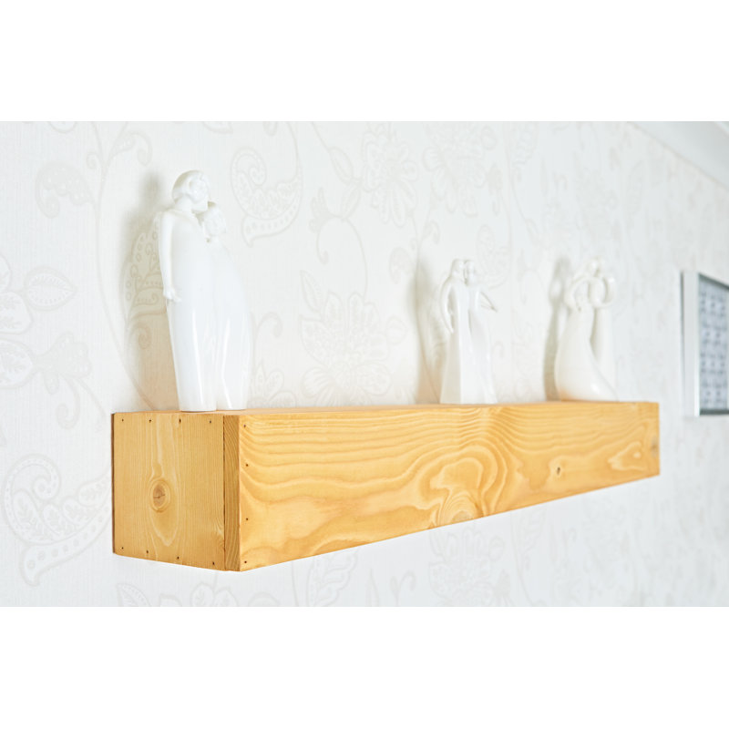 Iulger Floating Shelf with Reclaimed Wood, 10cm H x 117cm W x 14.5cm D, Antique Pine