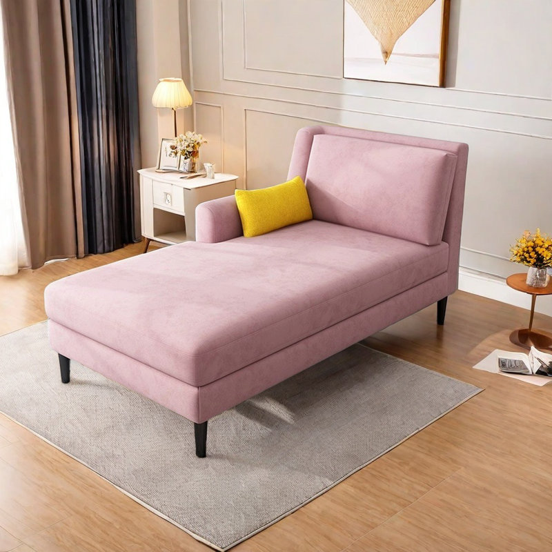 Chaise longue confortable en bois massif, Rose