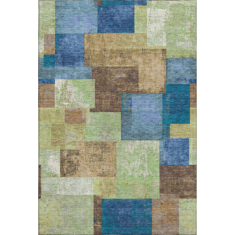 Premium Machine Washable Pinkston Geometric Rug, Rectangle 10' x 14'