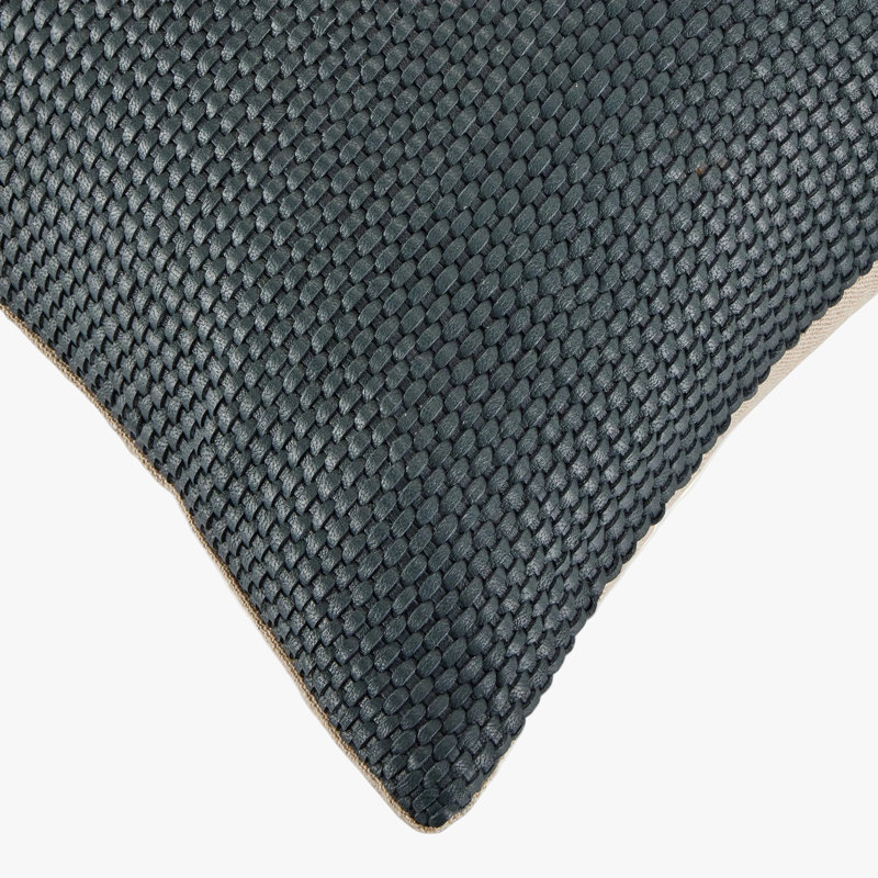 Indigo Seas Leather Weave Pillow Cover & Insert