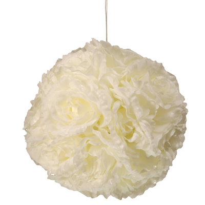 Kevelle 9" White Rose Hanging Ball