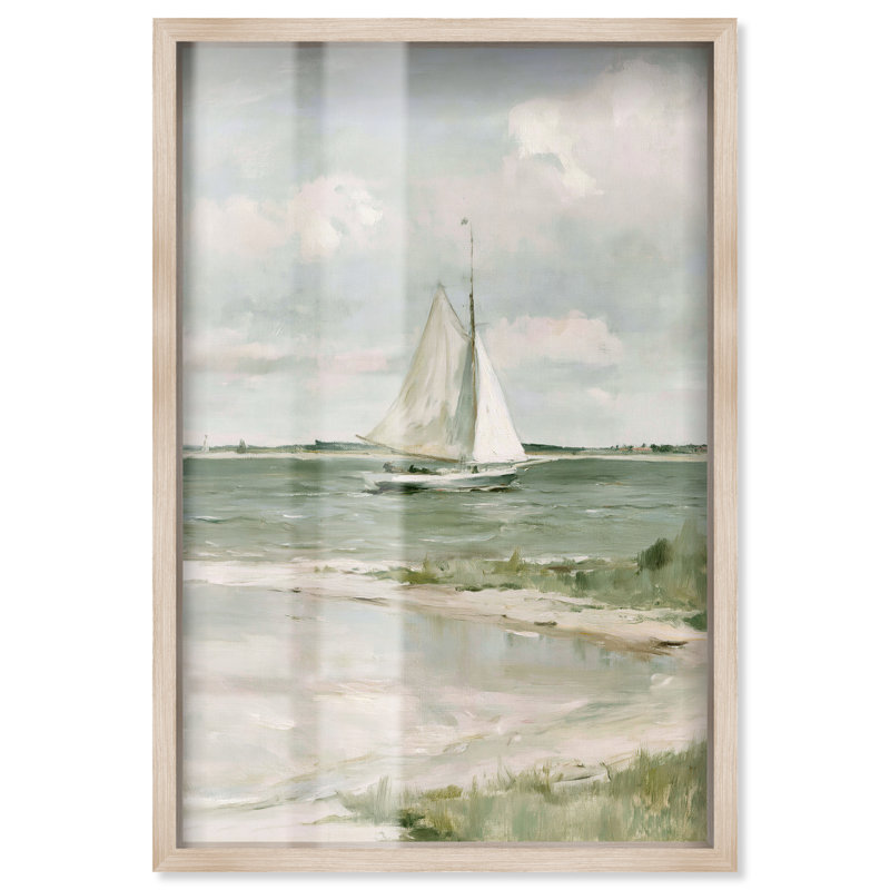 «Pale Sails I Shadowbox» par Auralane, H 15 po x l 10 po, Cadre blond