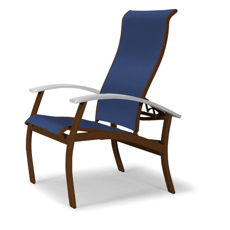 Chaise de patio Askar, Blanc, Bleu marine 13D Sunbrella®, Kona texturé
