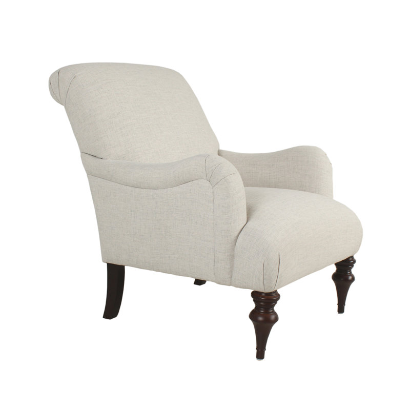 Fauteuil rembourré Jillian, Mélange de polyester crème ivoire