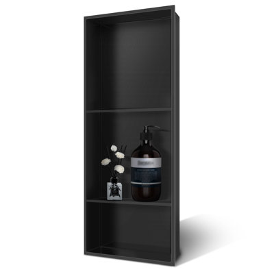 13 In. W X 31 In. H X 4 In. D Bathroom Shower Niche Double Shelf Niche Over Mount Installation 