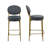 Set Of 2 Velvet Upholstered Bar Stools Round Counter Stool With Backrest & Footrest Dining Chairs For Kitchen Island-1478556614