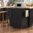 39.3" Farmhouse Kitchen Island With Drop Leaf, Kitchen Storage Island With Open Side Rack, One Drawer, Towel Rack, Rolling Kitchen Cart With Lockable Wheels For Lawn Garden-555845762
