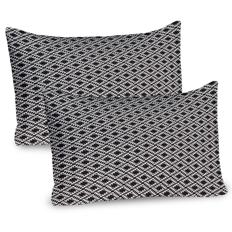 Ambesonne Ambesonne Geometric Pillow Sham 2 Pack Triangular Design Charcoal Grey Eggshell