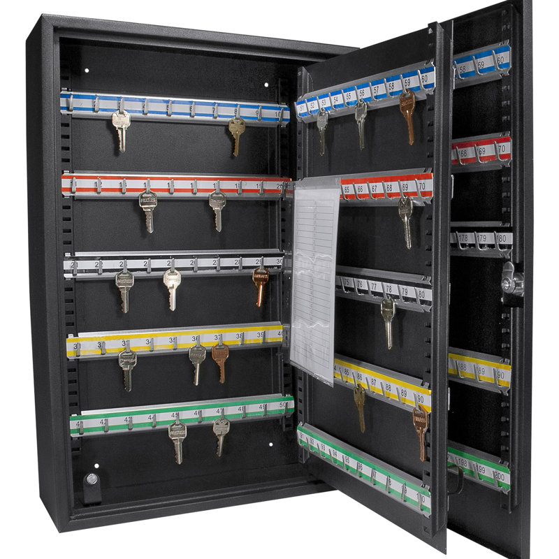 Armoire murale en acier à 200 clés - avec serrure et étiquettes colorées pour un rangement sécurisé organisé dans plusieurs clés de réglage