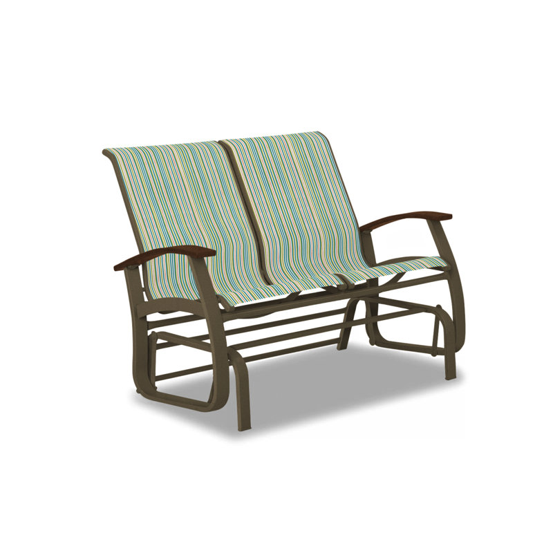 Belle Isle Outdoor Glider, Textured Beachwood, Kona P10, Aqua