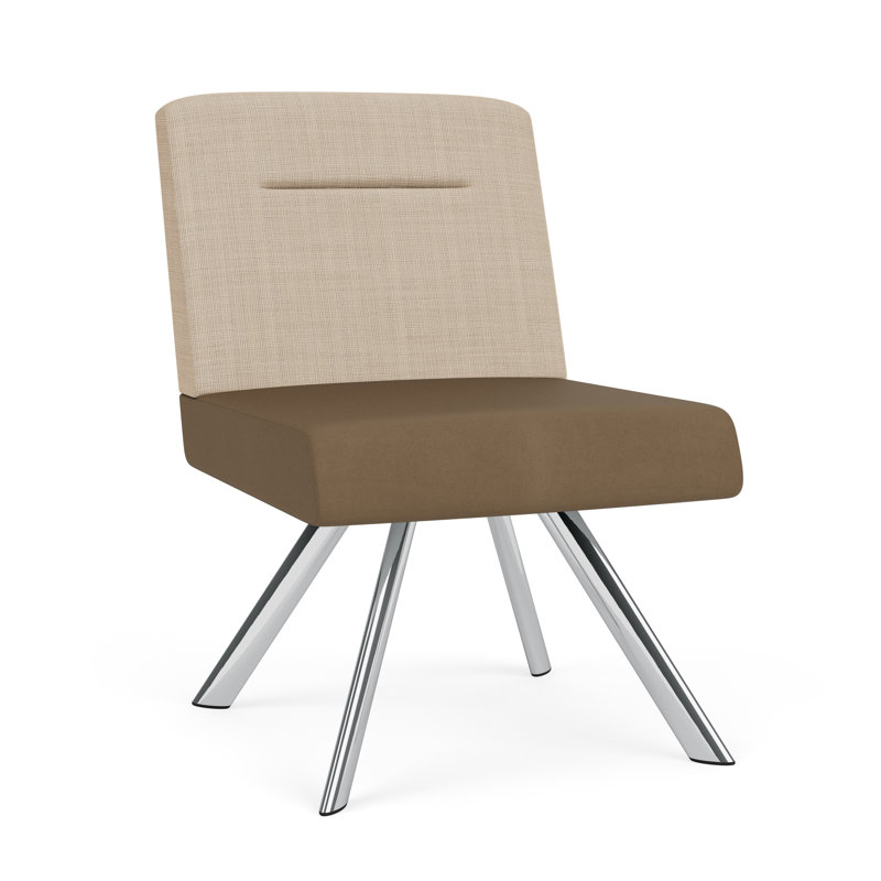 Fauteuil d'invité Willow, Plaqué chrome, Chambray calcaire / Patriot Plus taupe
