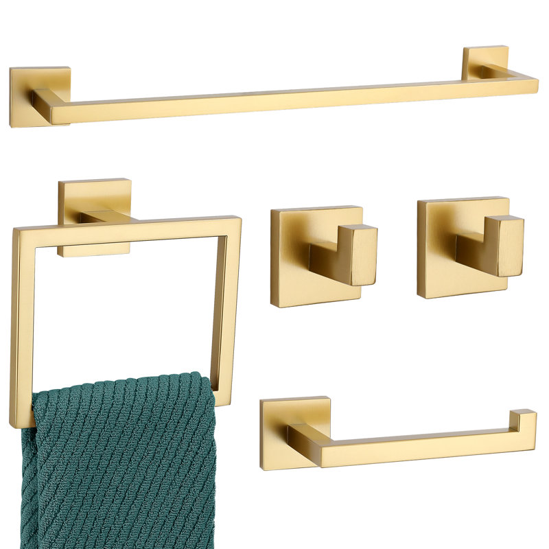 5 - Piece Bathroom Hardware Set (Set of 5), Brushed Gold