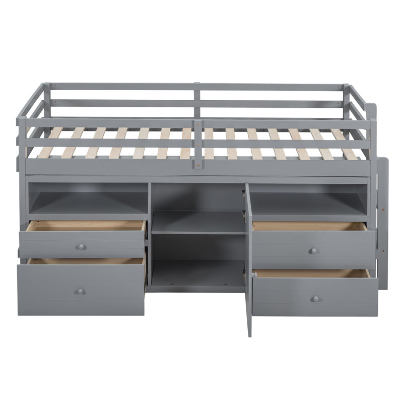 Lit mezzanine simple avec tiroirs Jangro Kids, Gris
