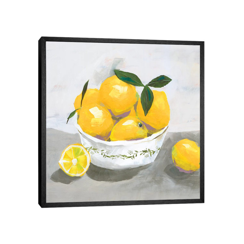 Lemons by Isabelle Z - Painting on Canvas, Black Framed, 93.98 cm H x 93.98 cm W