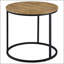 Table d'appoint ronde ronde avec plateau en bois de manguier et base en métal noir, parfaite pour un décor moderne et rustique