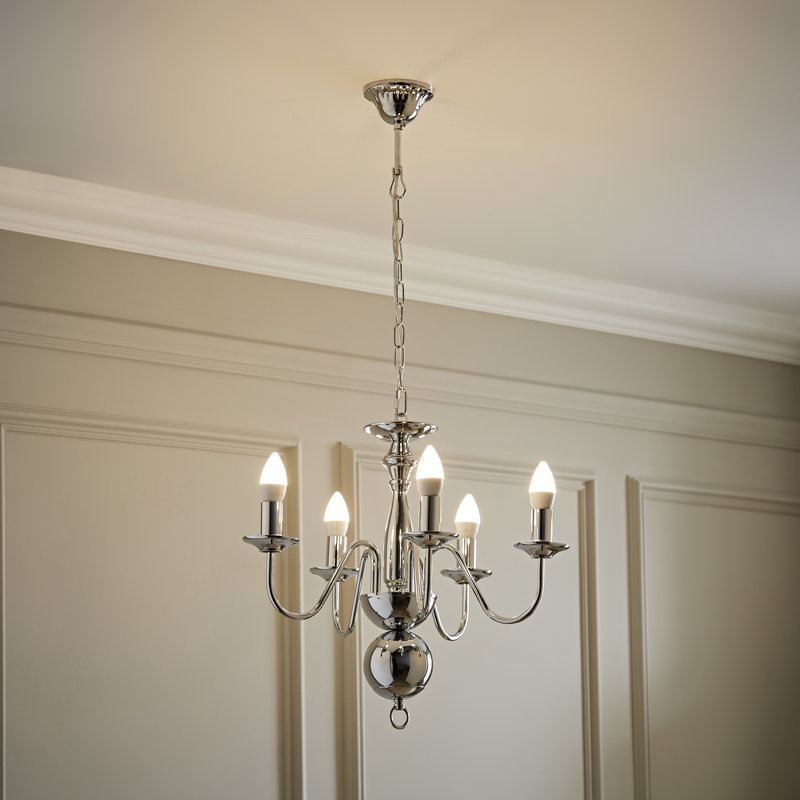 Eshelman 5 - Light Candle Style Chandelier, Not Included, Chrome