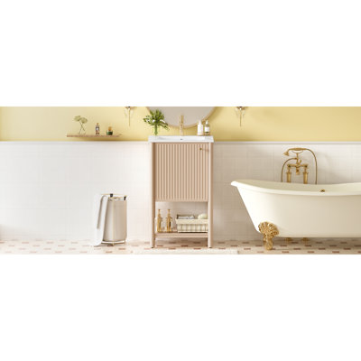 Compact Cream White Vanity With Ceramic Sink, French Style