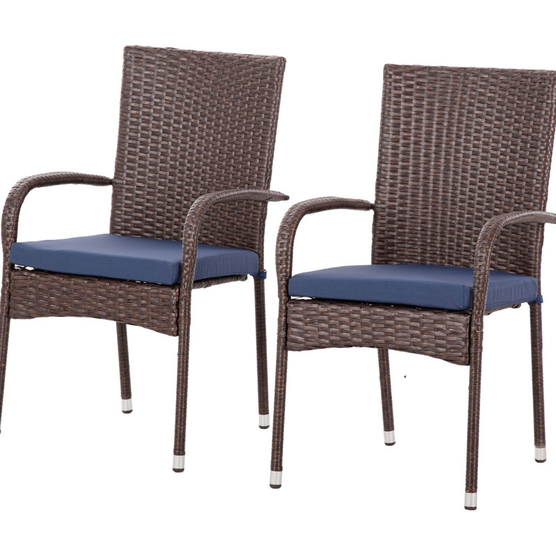 Stackable Outdoor Chairs With Cushions. 2 . Cream White. Patio & Tilted Pe 2 For Patio. And Relaxing. White