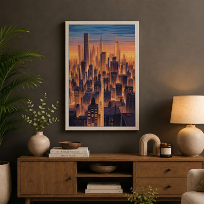 City at Dawn Modern - Wrapped Canvas