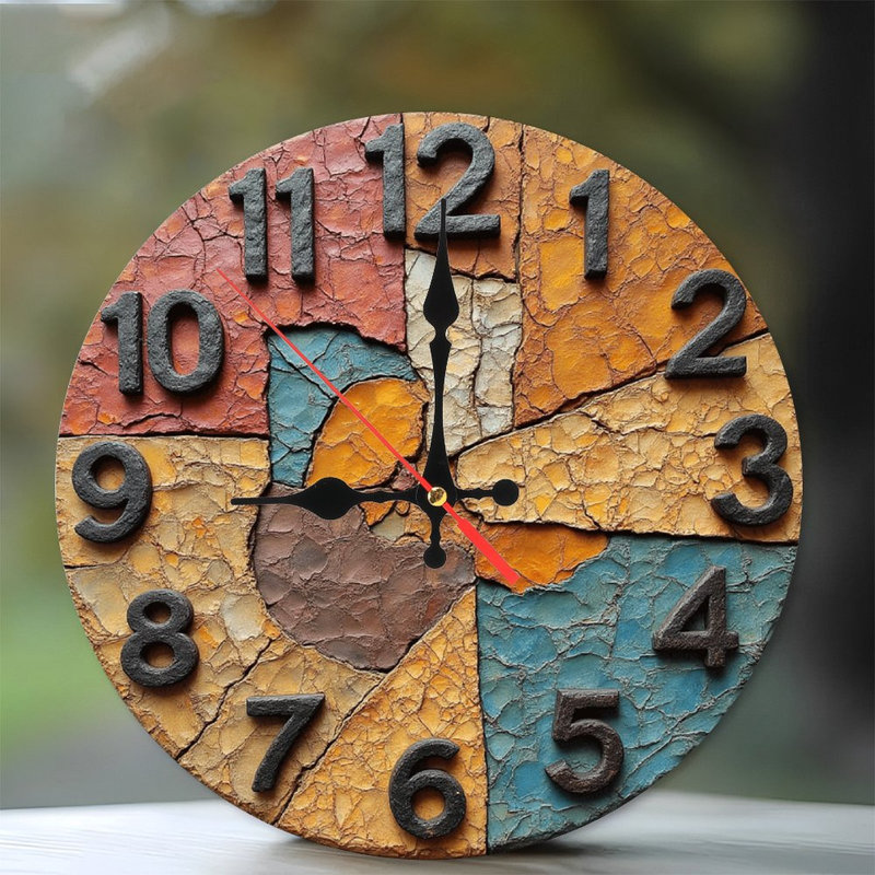 Horloge murale rustique à finition craquelée