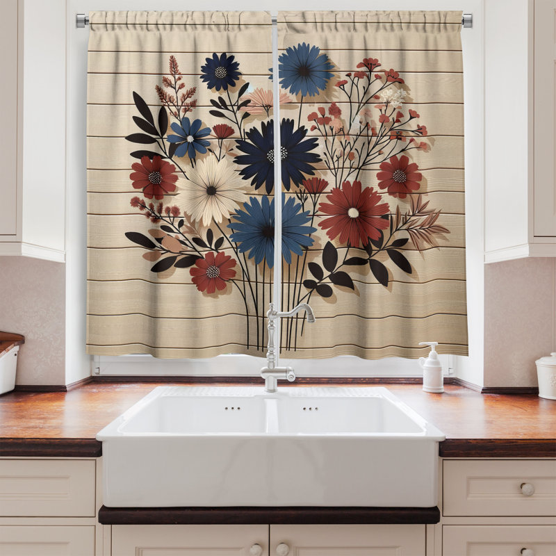 Rustic Kitchen Curtain, 55" W x 39" L