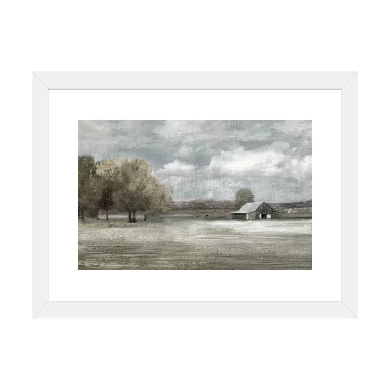 " Country Quiet " by Nan, White Framed, 24" H x 32" W x 1" D